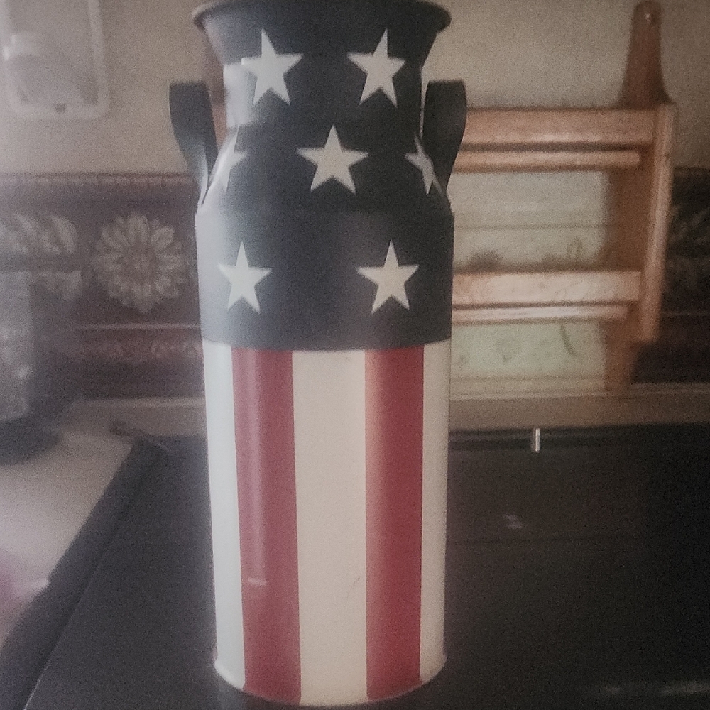 Patriotic Star Milk Can Vase